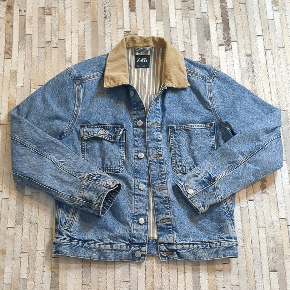 Zara 100% Cotton Blue Denim Barn Jacket